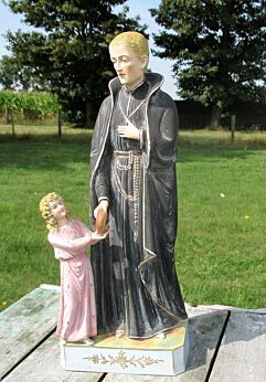 Large Statue Saint Gerard Majella Infant Jesus Patron Fertility Bisque Porcelain