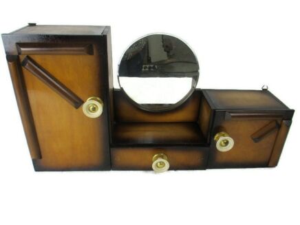 large Double Apothecary Bathroom Medicine Kitchen Cabinet Wood Art deco Gorgeous Beveled glass Mirror