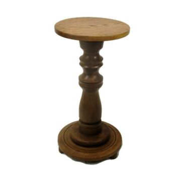 Small Wooden Side Display Table Pedestal Plant Stand Mid century Modern 20.86"