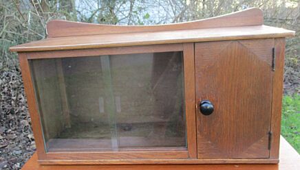 Vintage Wood Medicine Wall Cabinet Apothecary Sliding Glass Doors Display