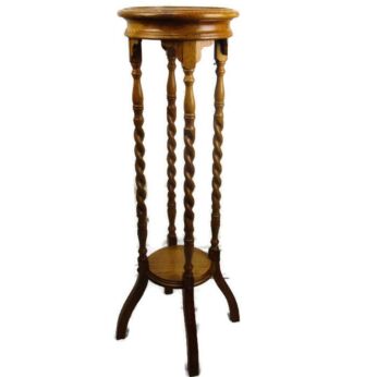 Vintage Barley Twist Carved wood Pedestal Display Side Table Plant Stand 40.15"
