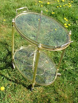 Vintage Mid Century Retro small Glass Brass Cocktail Bar Cart Trolley