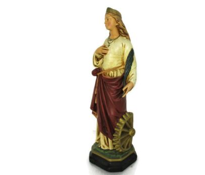 Saint Catherine of Alexandria Statue Plaster Patron Pregnant Women Sword Anchor Extremely rare 15.74"