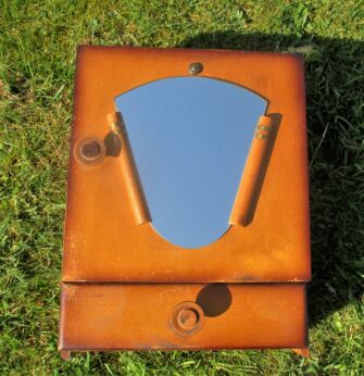 Vintage art deco Wood small Medicine Cabinet Apothecary wall Mirror drawer