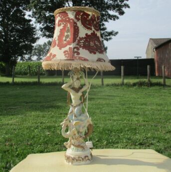 Standing Desk Floor Lamp Dragon Nude Asian Figurine resin crackled