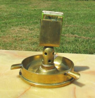 Trench art Ashtray Silvermatch WWII Obus Grenate Brass