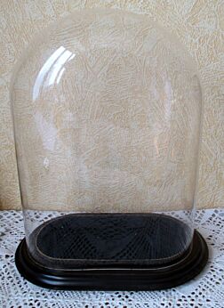 VVintage Oval Glass Globe Dome Bell Cloche Display Hand blown Steampunk 14.2"