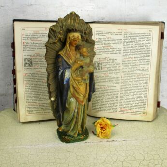 Our Lady of Perpetual Help Perpetuo Socorro Infant Child Plaster Statue 14.17"
