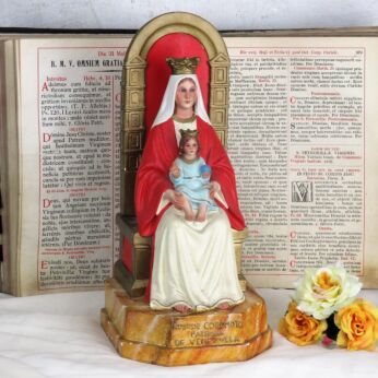 Vintage Statue Our Lady of Coromoto Patrona de Venezuela Plaster Glass Eyes HTF