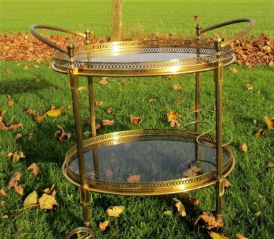 Bar Cocktail Entertainment Cart Trolley Smoked Glass Stunning Serving Tray WOW