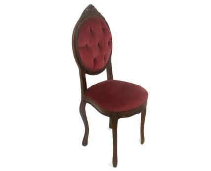 Parlor Chair French Provincial Hobnails Pink Fabric Ornate Carved Wood
