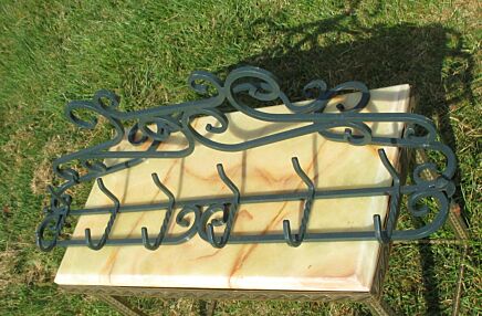 Vintage Iron Coat Had Wall Rack Green Twisted Iron