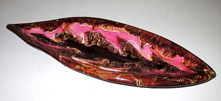 Large French Vintage Vallauris Leaf Serving Plate Platter Centerpiece Fruit dish