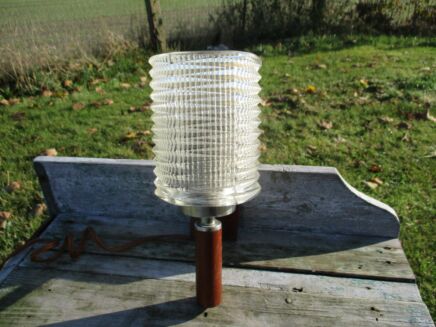 Vintage Mid Century Wall Sconce Lamp Mounted Light Clear Bubbled Glass Rosewood