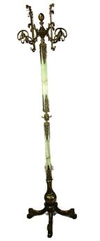 Vintage Onyx Marble Brass Hall Tree Coat Hat Rack Stand Hollywood regency HTF