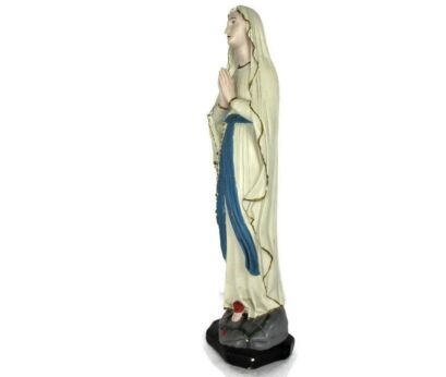 Vintage French Virgin Mary Madonna Our Lady of Lourdes Plaster Statue 21.25"
