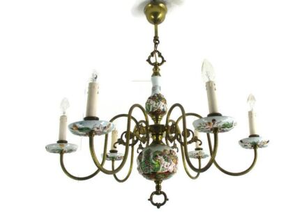 Capodimonte-Style Chandelier 6 arm Italian Porcelain Gorgeous Porcelain Flowers