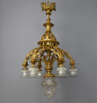 French Belle Epoque Gilded Bronze Crystal Chandelier Impressive Castle 7 lights