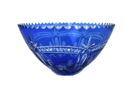 Crystal Cobalt Blue Clear to Cut Bowl Vase Centerpiece Dot Star Beautiful VSL Style