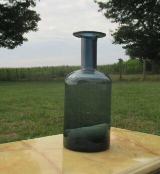 Otto Brauer Vase Holmegaard Gulvase Gul Vase dark blue 60s Danish Design