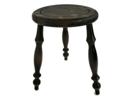 Small Vintage Hand Carved wood Tripod Milking Stool Pedestal Table Plant Flower Bonsai Stand Side Table Barn Country Style