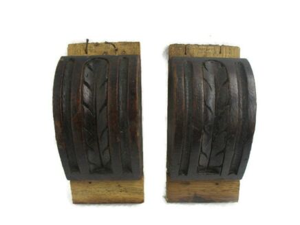 2 Small pieces Antique French Carved Oak Reclaimed Architectural Trim Pediment Salvage Wood