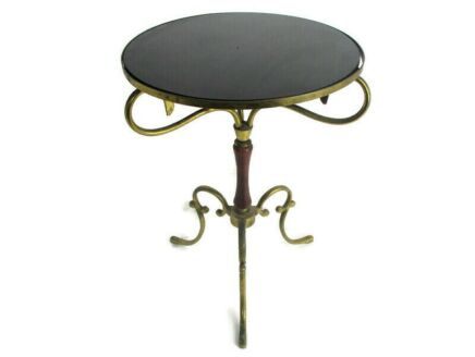 Vintage Small Side Coffee Table Plant Bonsai Flower stand Brass Amethist Glass Mid Century Modern Gorgeous