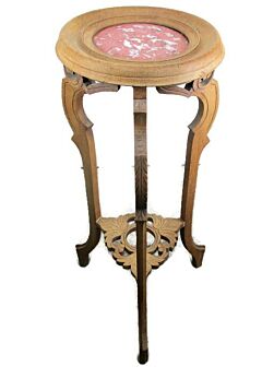 Art Deco Pedestal Side Occasional Wine Table Plant Stand Wood Ceramic Top HTF