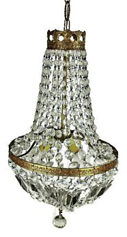 Antique French Authentic Chandelier Prisms Waterfall Bag & tent Brass Romantic