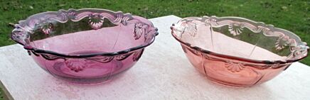 Depression Glass Platter Bowls Dishes Shell motive Amethyst Purple Pink Couple