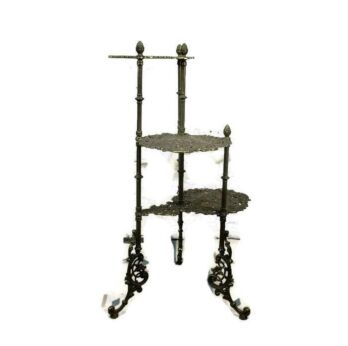 Ornate French Brass Pedestal Table Plant Stand 3 Tier Birds Hollywood Regency