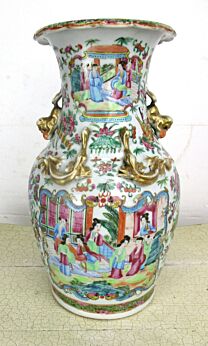 Antique Chinese Famille Rose Canton Porcelain Vase Children Republic 14.75"