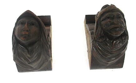 Antique Pair Antique Corbels Hand Carved Oak Breton Pair Architectural