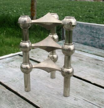 3 Candle Holders Stackable Chrome Modular Atomic Nagel Germany Authentic