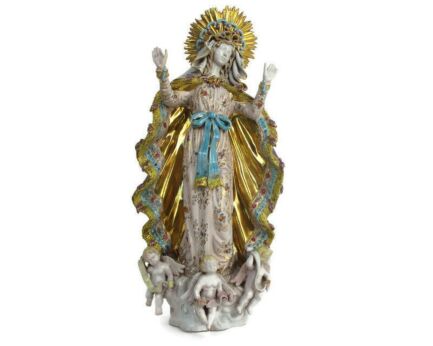 Virgin Mary Madonna Infant Jesus Christ Pattarino House Polychrome Statue 25.7"