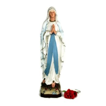 XL Virgin Mary Madonna Our Lady of Lourdes Plaster Statue Chapel French 25.39"
