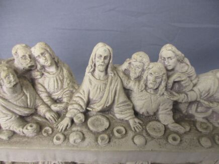Statue Figurine Last Supper Jesus Christ Passover Apostles White Plaster or stone
