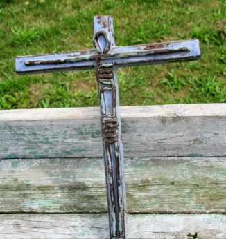 Mid Century Design Ceramic Modernist Crucifix Christ era Perignem Signed Poost