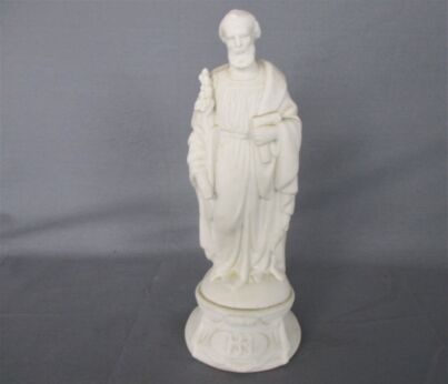 Antique Bisque Porcelain Statue Saint St Joseph Carpenter Protector of Houses 9.05"