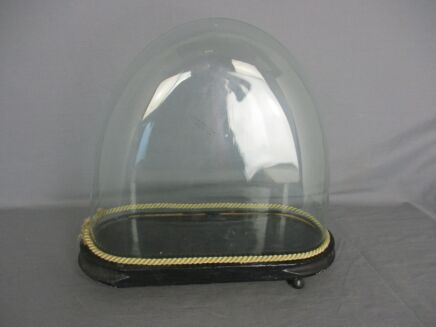 Antique Oval Hand Blown Glass Globe Dome Doll Clock Steampunk 12.79" H 14.09"W