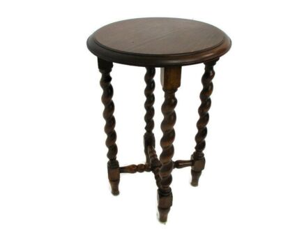 Barley Twist Wood Side Occasional Wine Coffee Table Pedestal Bonsai Plant Stand Barn Country Cottage Farmhouse Style 19.29"
