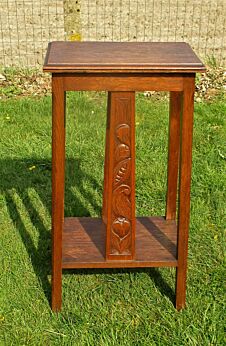 Gorgeous Square Ornate Pedestal Table Plant Stand Side Table Carved Wood Oak