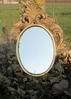 Beautiful French Oval Wall Hanging Mirror Massive ornate Brass