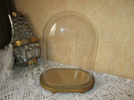 Antique Oval Glass Globe Dome Bell Cloche Display Hand blown Steampunk 10.31"