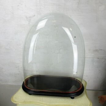 Huge Antique Victorian Oval Hand Blown Glass Globe Dome Steampunk Clock HTF 23"