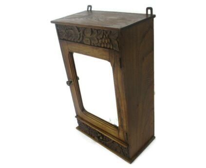 Apothecary Bathroom Medicine Kitchen Cabinet Wood Beveled glass Antique Beautiful
