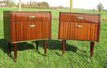 Pair Vintage Nightstands End tables Mid Century Modern Authentic Marked DK