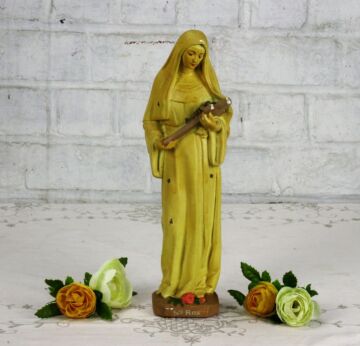 Lovely Statue St Rita of Cascia Plaster Patroness Impossible Causes Rare Color