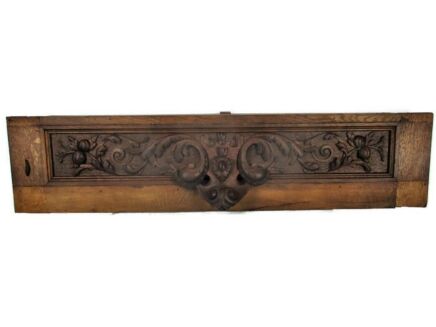Large French Vintage Hand Carved Oak Pediment Over door Architectural Ornate