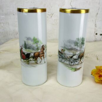 Couple Ceramic Hanging Humidifiers Radiator Dry Air Moisture Victorian Scenes